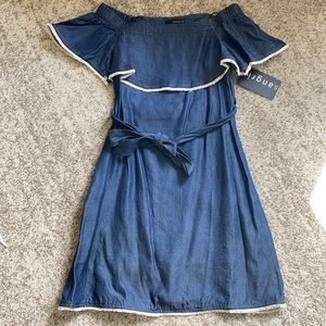 Off shoulder denim dress